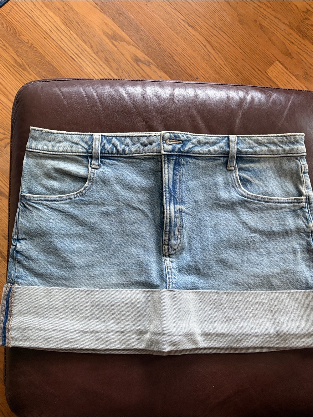 SO Light Blue Low-Rise Denim Mini Skirt